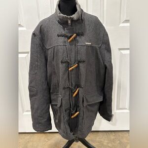 ROCAWEAR Men's Hooded Vintage Wool blend Charcoal Toggle coat size 2X
